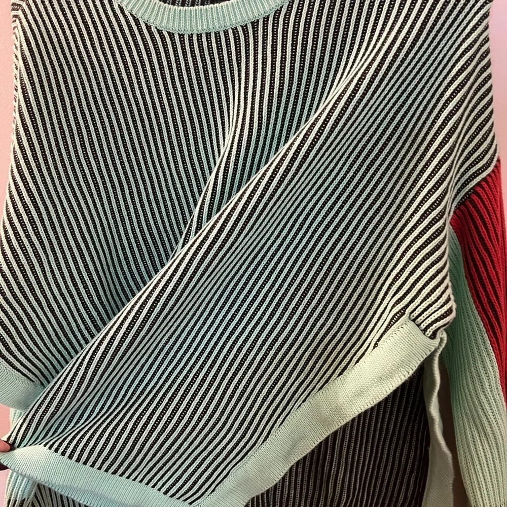 Topshop Oversized Color Block Ribbed Sweater - Picture 6 of 7